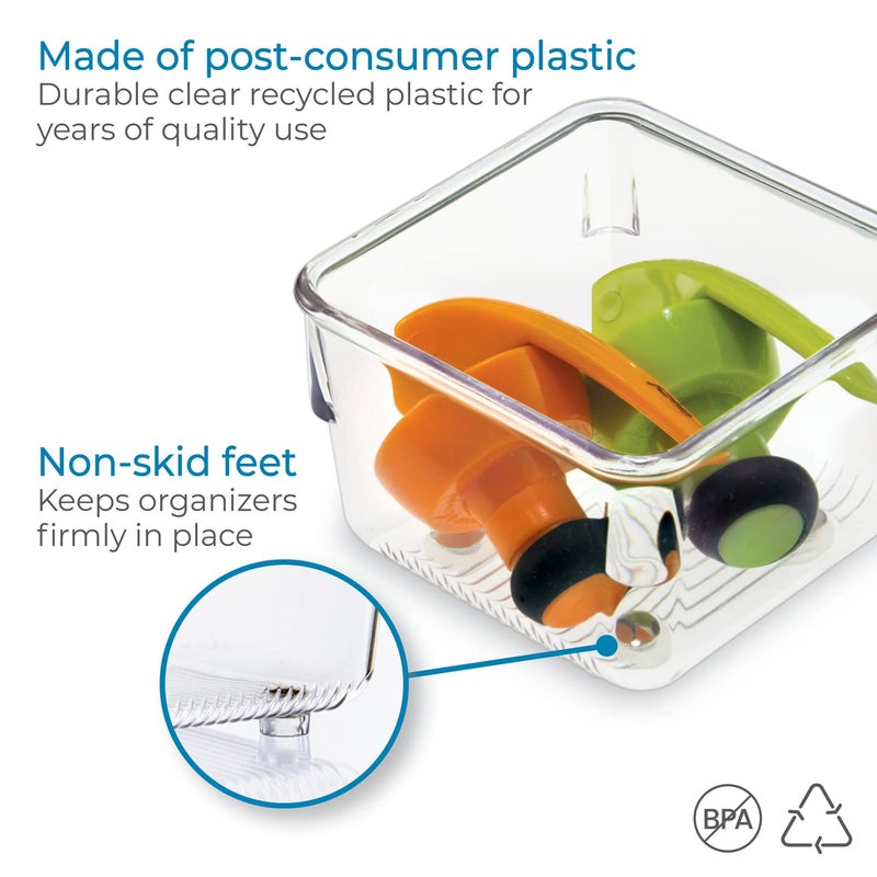InterDesign iDesign Linus Plastic Drawer Organizer, Storage Container for Vanity, Bathroom, Kitchen Drawers, 3" x 3" x 2", Set of 2, Clear - Image 4