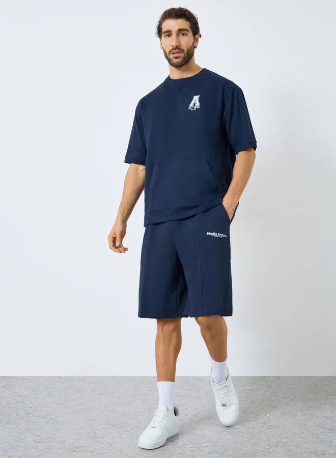 Styli Active Minimal Print Oversized Terry Shorts