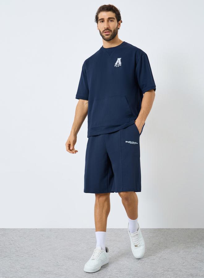 Styli Minimal Print Oversized Terry Shorts - Image 2