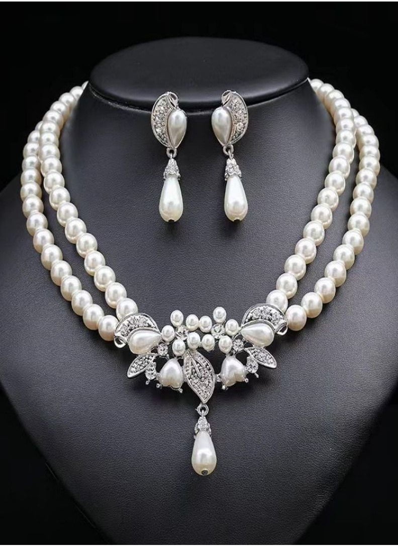 General Imitation Pearl Necklace/Earrings Jewelry Set  - Image 1