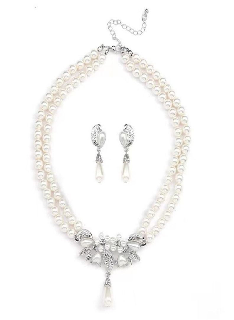 General Imitation Pearl Necklace/Earrings Jewelry Set  - Image 2