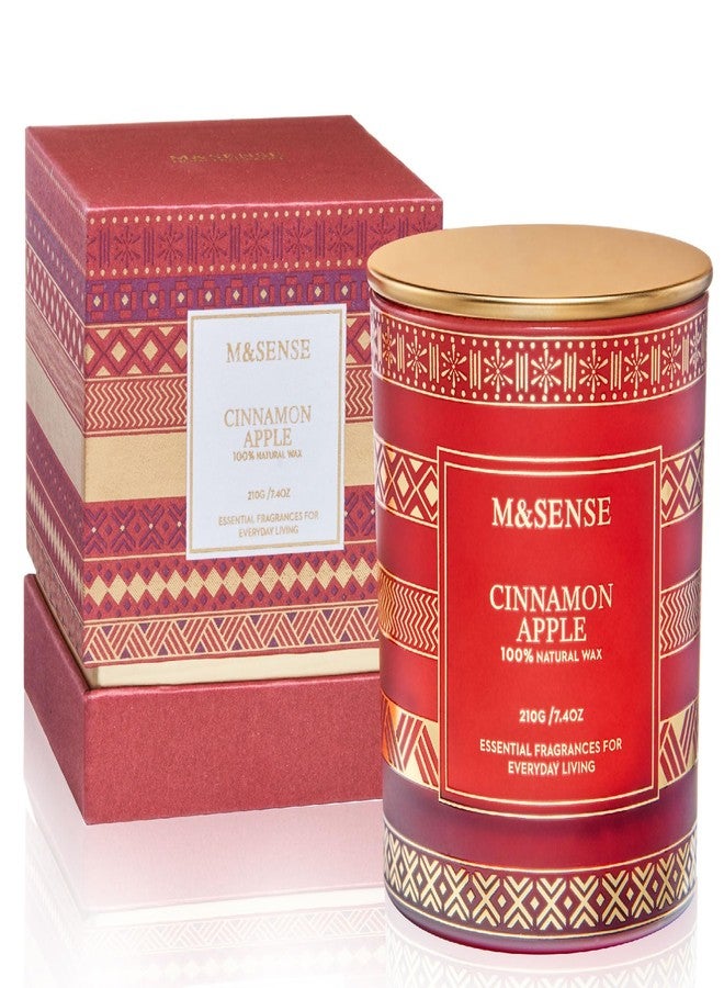 M&SENSE Cinnamon Apple Christmas Soy Candle, Natural Non Toxic 7.4oz 45 Hour Long Burning, Winter Luxury Holiday Candle for Home Scented, New Year Gifts for Men & Women - Image 1