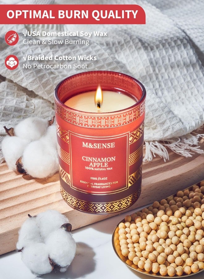 M&SENSE Cinnamon Apple Christmas Soy Candle, Natural Non Toxic 7.4oz 45 Hour Long Burning, Winter Luxury Holiday Candle for Home Scented, New Year Gifts for Men & Women - Image 3