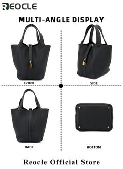 REOCLE Women's Tote Bag Top Handle Satchel Handbag Daily Casual Soft Handbags Elegant Leather Bag with Stylish Lock Design  - Image 5