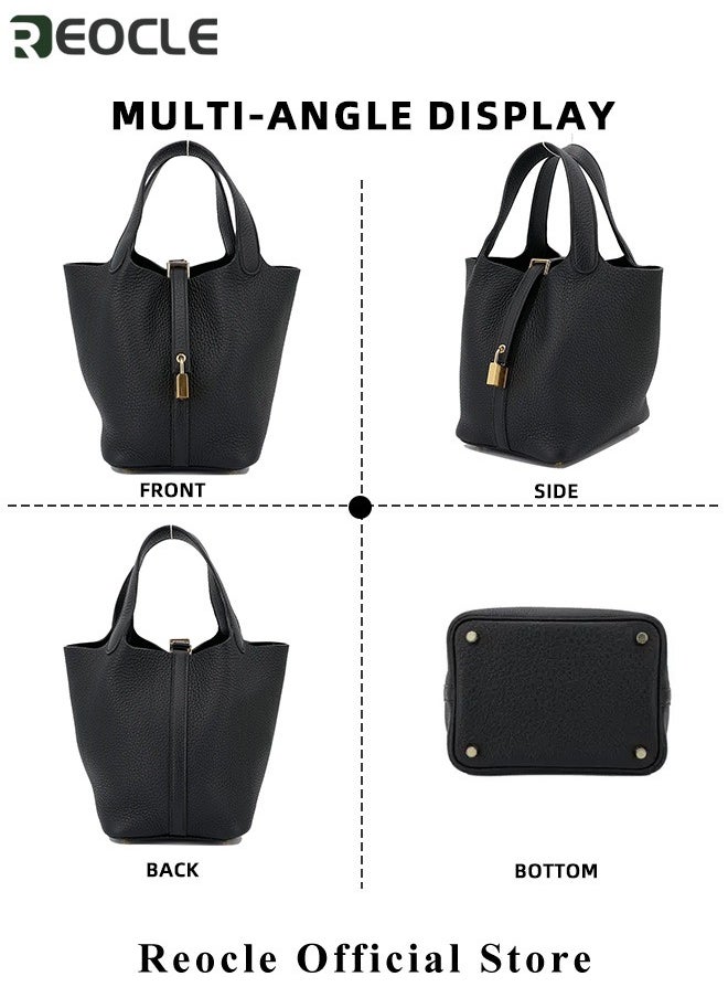 REOCLE Women's Tote Bag Top Handle Satchel Handbag Daily Casual Soft Handbags Elegant Leather Bag with Stylish Lock Design  - Image 5
