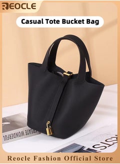 REOCLE Women's Tote Bag Top Handle Satchel Handbag Daily Casual Soft Handbags Elegant Leather Bag with Stylish Lock Design  - Image 1