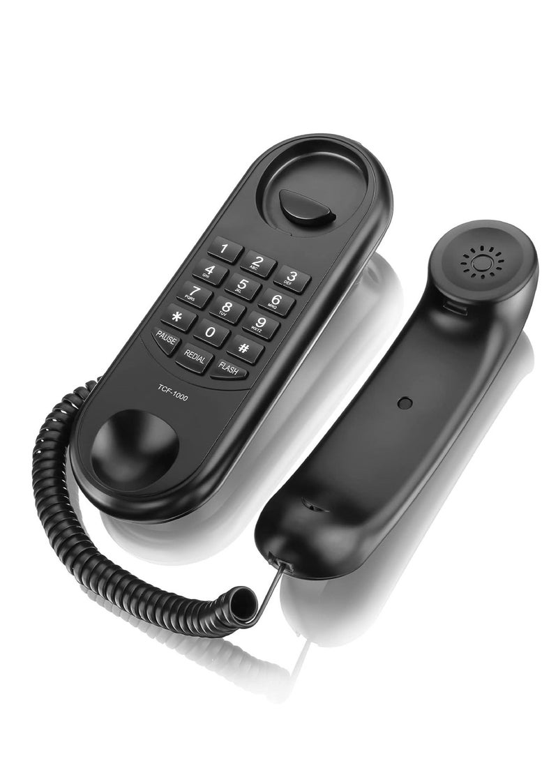 Corded Phone Landline for Home Wall Mountable Black Used in House Hotel Office Bank Call Center Kitchen - Image 1