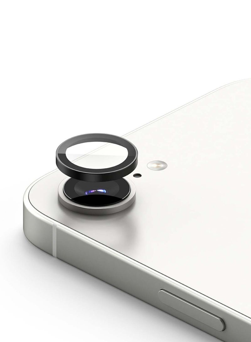 دبليو تيك ابل ايفون 16e 5G 2025 بريميوم عدسة الكاميرا واقي زجاج مع مجموعة محاذاة - شفاف / أسود - Image 1