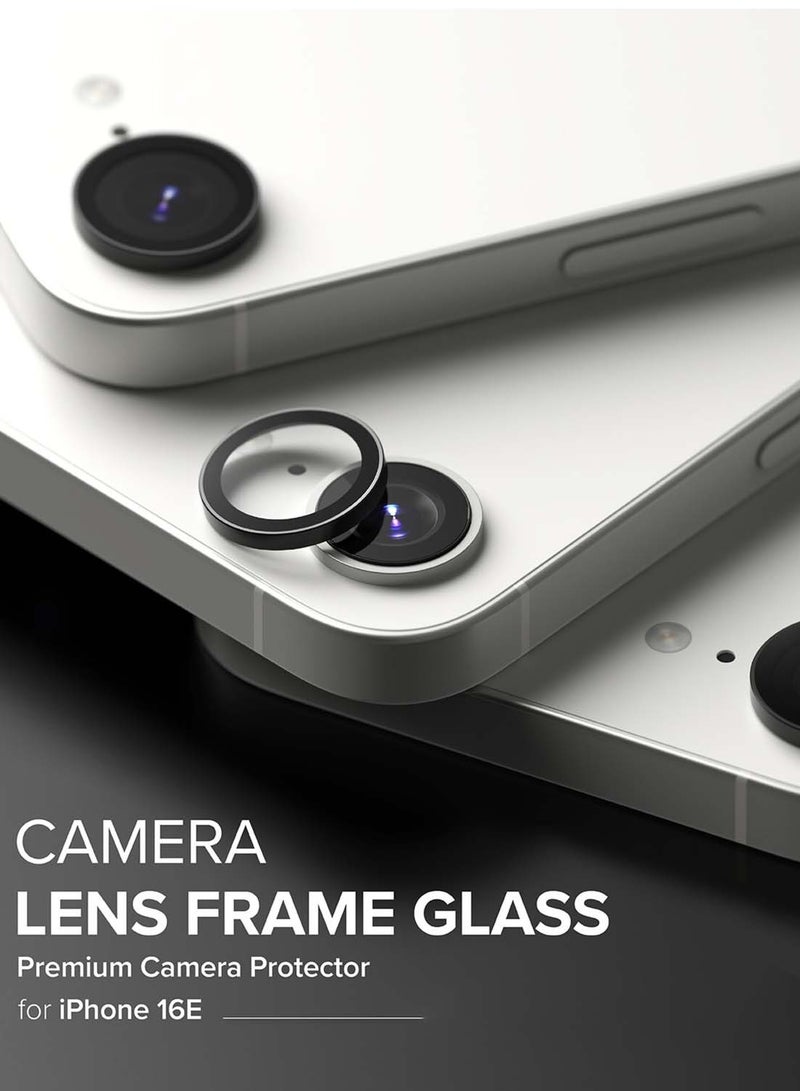 دبليو تيك ابل ايفون 16e 5G 2025 بريميوم عدسة الكاميرا واقي زجاج مع مجموعة محاذاة - شفاف / أسود - Image 3