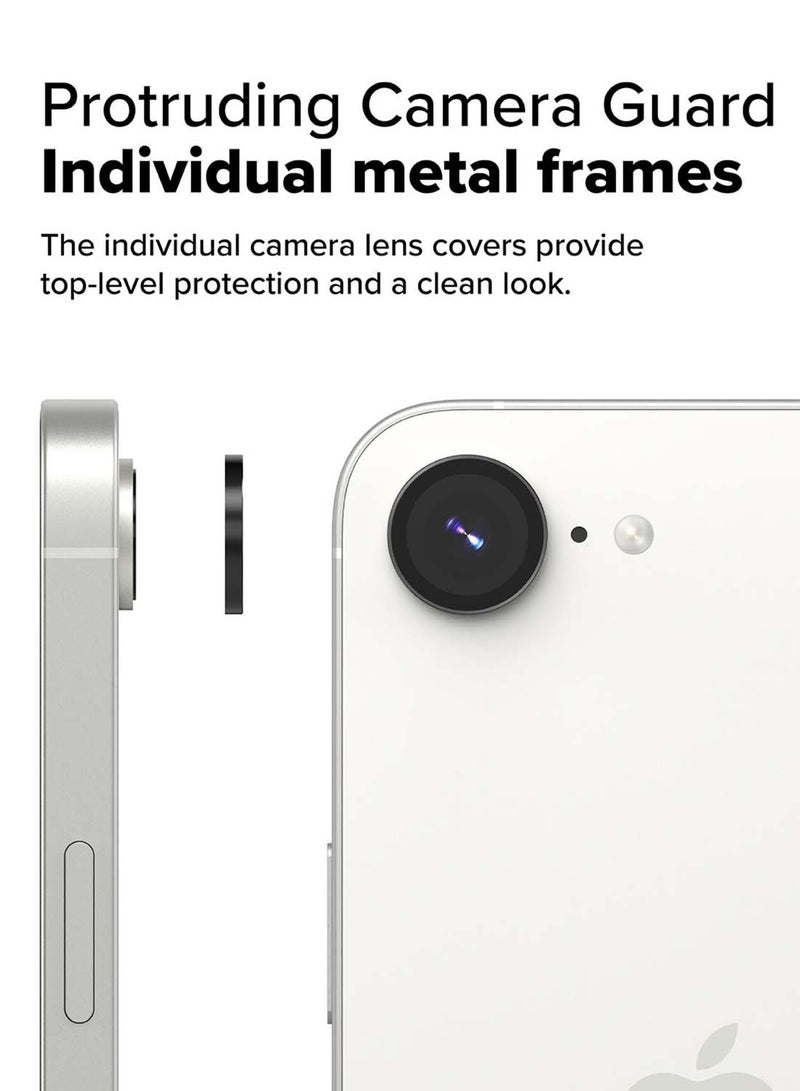 دبليو تيك ابل ايفون 16e 5G 2025 بريميوم عدسة الكاميرا واقي زجاج مع مجموعة محاذاة - شفاف / أسود - Image 4