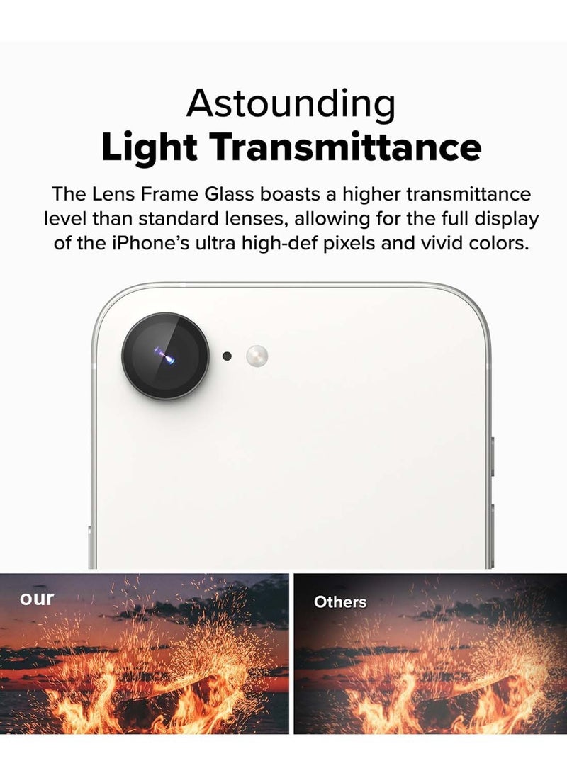 دبليو تيك ابل ايفون 16e 5G 2025 بريميوم عدسة الكاميرا واقي زجاج مع مجموعة محاذاة - شفاف / أسود - Image 5