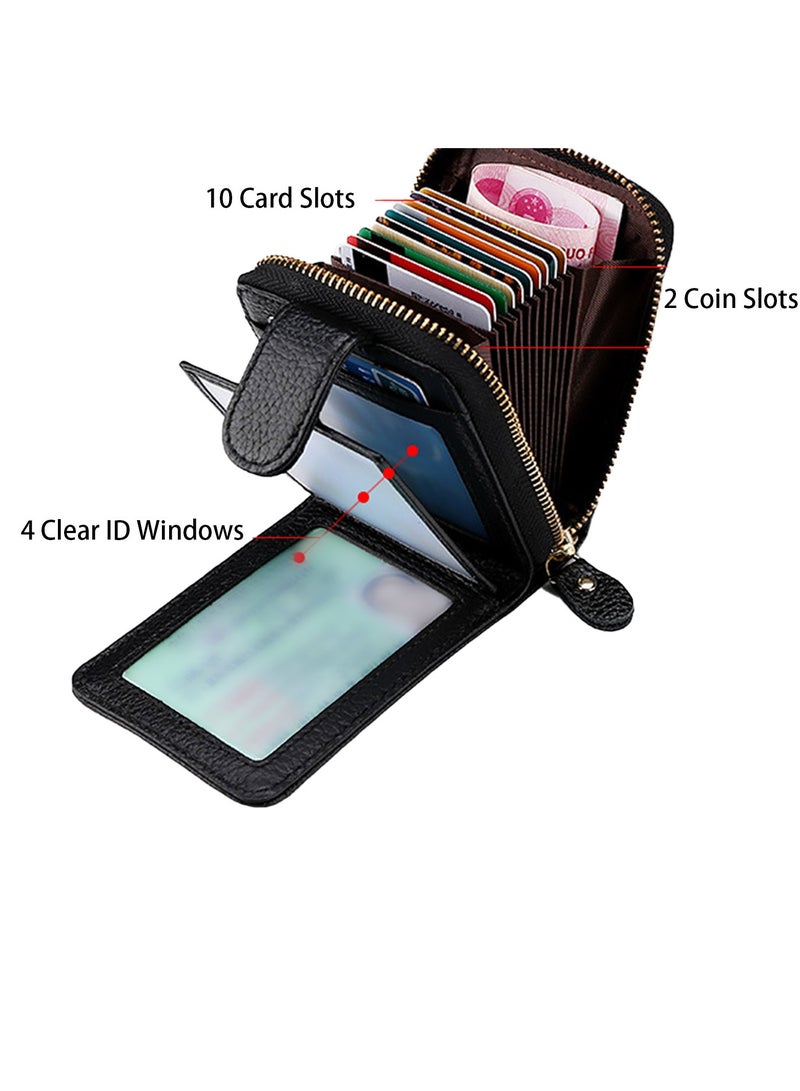 Women Men Card Case Wallet PU Leather Pocket Wallet Credit Card Organizer Zip Card Holder（Red）  - Image 3