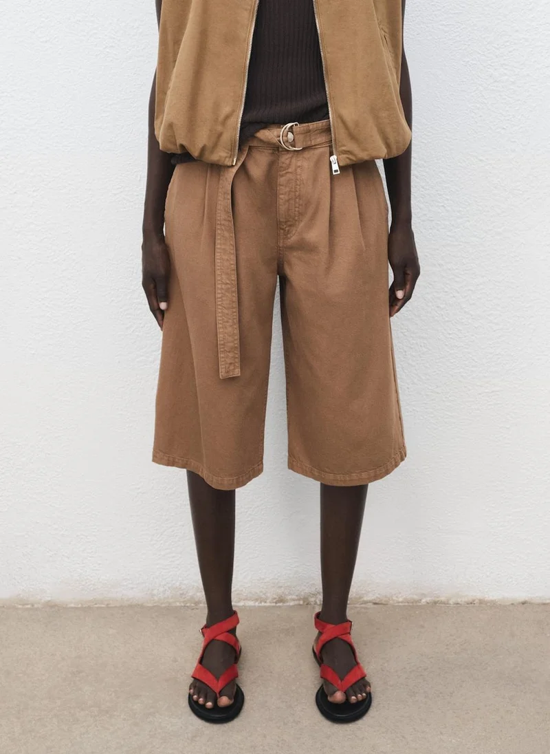MANGO Denim jorts with belt