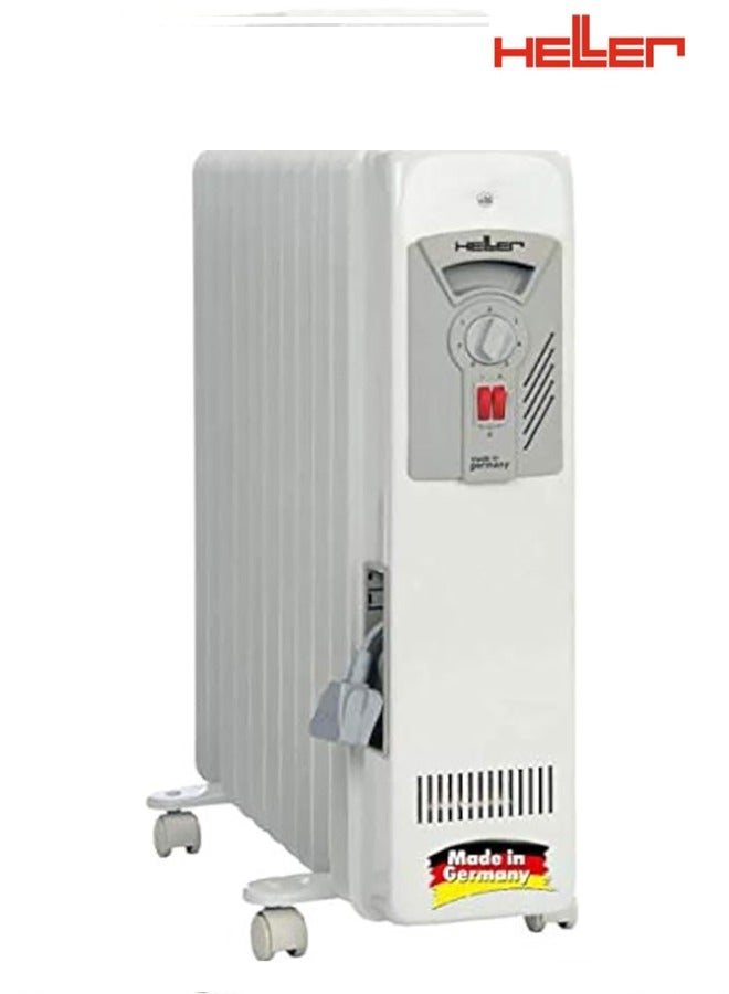 Oil Filled Radiator Heater 9 Fins 2000W, White, Made in Germany | MAS2009