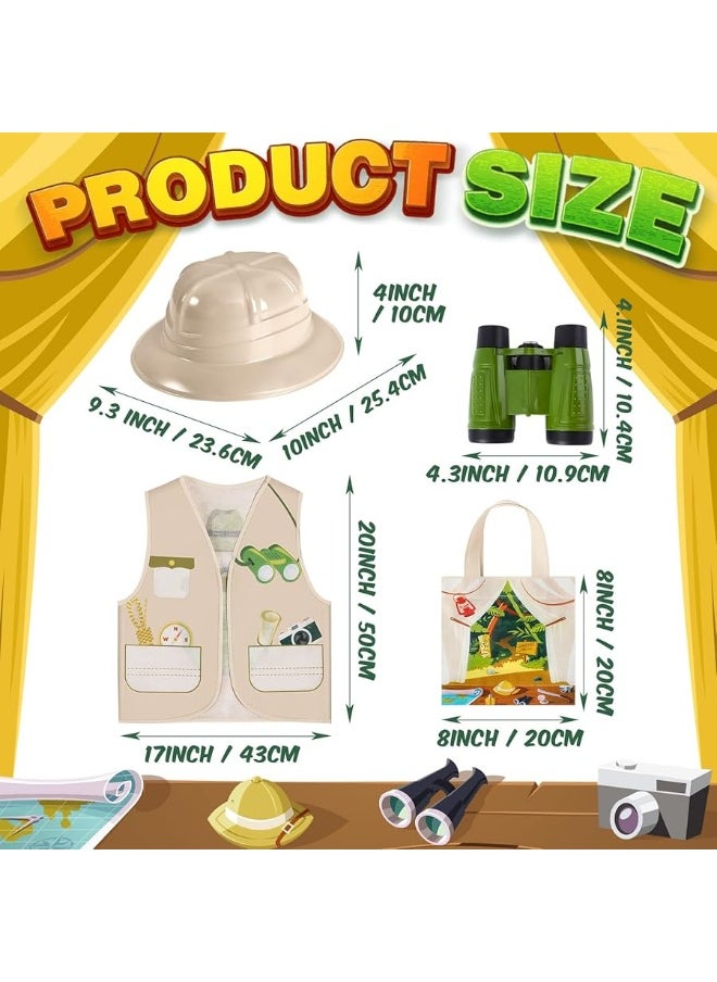 Haysandy - 48 Pcs Kids Explorer Costume Set Include Plastic Explorer Hats Jungle Party Vest Safari Tote Bag Adventure Binoculars for Kids Activities Jungle Party Supplies Favors Halloween Costume Party - Image 1