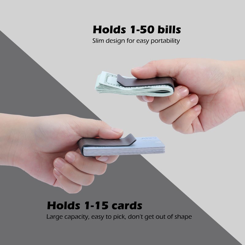 Travelambo Travelambo Carbon Fiber Money Clip Front Pocket Wallet Minimalist Wallet Slim Wallet Credit Business Card Holder (Matte black)  - Image 3