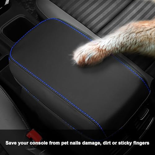 SXCY Fit for 2018-2022 2023 Hyundai Kona Armrest Cover,2023 Kona Center Console Cover for 2021 2022 2023 Hyundai Kona Armrest Cover Console Cover Protection for 2022 2023 Kona Armrest Cover(Blue Line) - Image 4