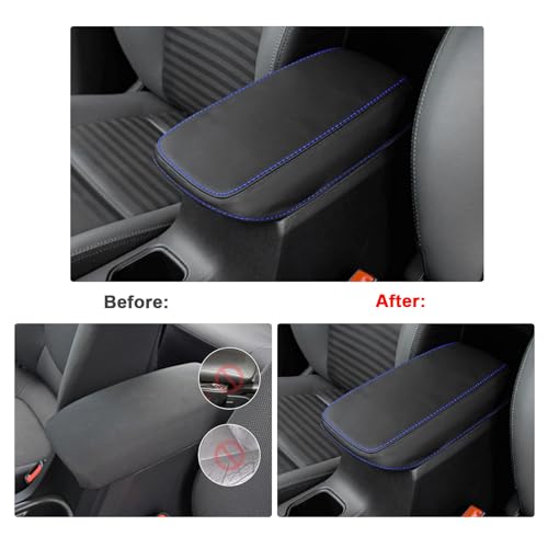 SXCY Fit for 2018-2022 2023 Hyundai Kona Armrest Cover,2023 Kona Center Console Cover for 2021 2022 2023 Hyundai Kona Armrest Cover Console Cover Protection for 2022 2023 Kona Armrest Cover(Blue Line) - Image 2