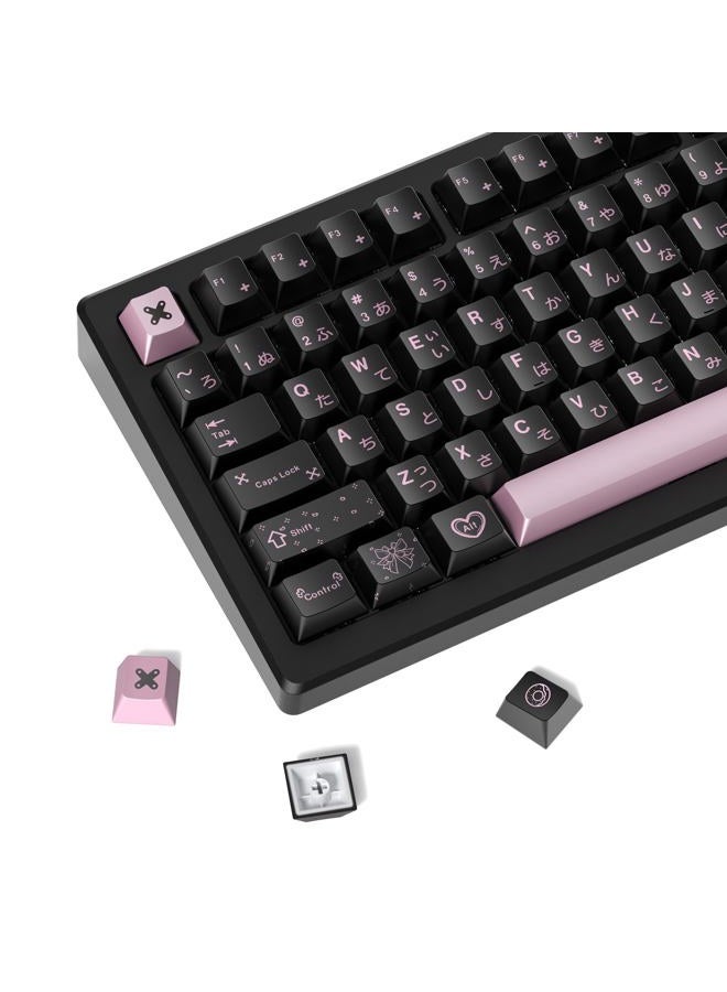 dagaladoo PBT Keycaps with Metal Paint,112-Key Black/Pink Custom Keycap Set dye Sublimation,Cherry Profile Key caps for 61/64/66/68/75/84/87 MX Switches Mechanical Keyboards - Image 1
