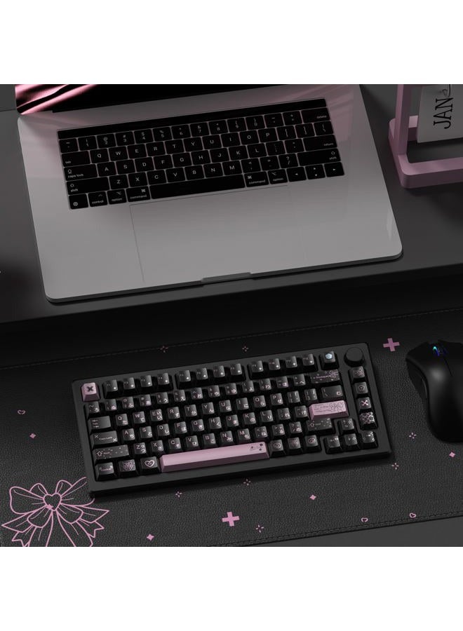 dagaladoo PBT Keycaps with Metal Paint,112-Key Black/Pink Custom Keycap Set dye Sublimation,Cherry Profile Key caps for 61/64/66/68/75/84/87 MX Switches Mechanical Keyboards - Image 5