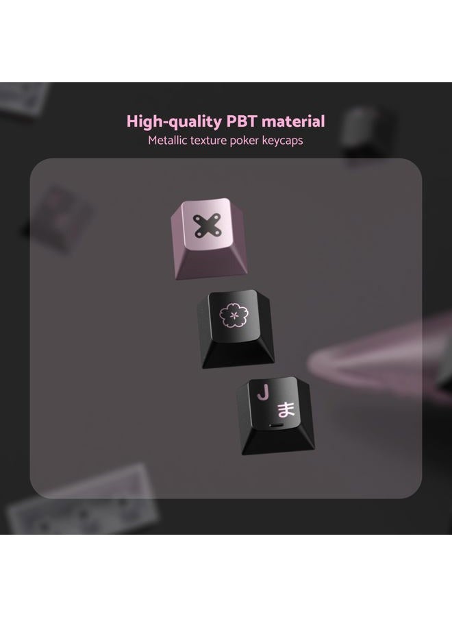 dagaladoo PBT Keycaps with Metal Paint,112-Key Black/Pink Custom Keycap Set dye Sublimation,Cherry Profile Key caps for 61/64/66/68/75/84/87 MX Switches Mechanical Keyboards - Image 4