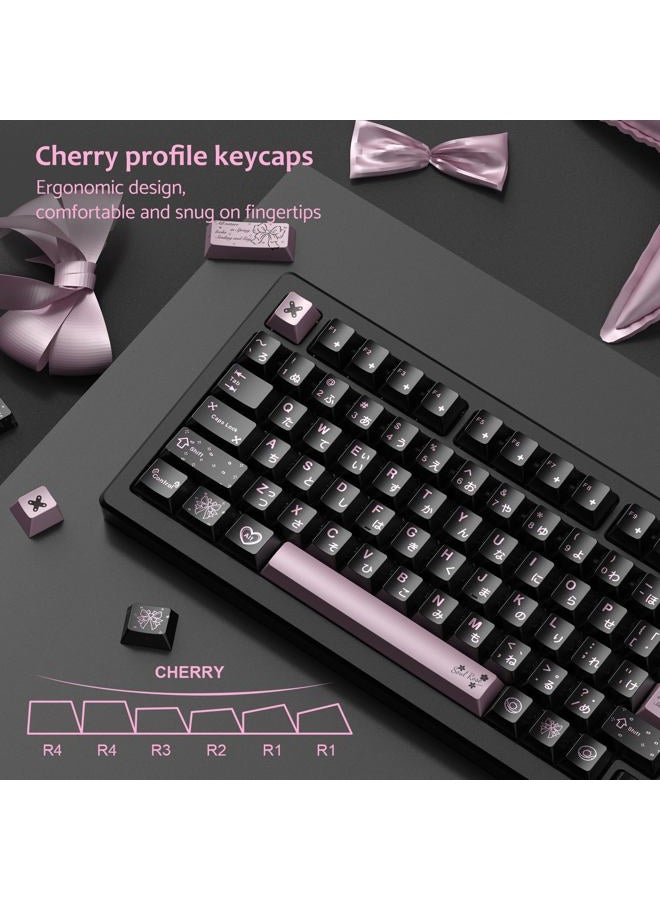 dagaladoo PBT Keycaps with Metal Paint,112-Key Black/Pink Custom Keycap Set dye Sublimation,Cherry Profile Key caps for 61/64/66/68/75/84/87 MX Switches Mechanical Keyboards - Image 3