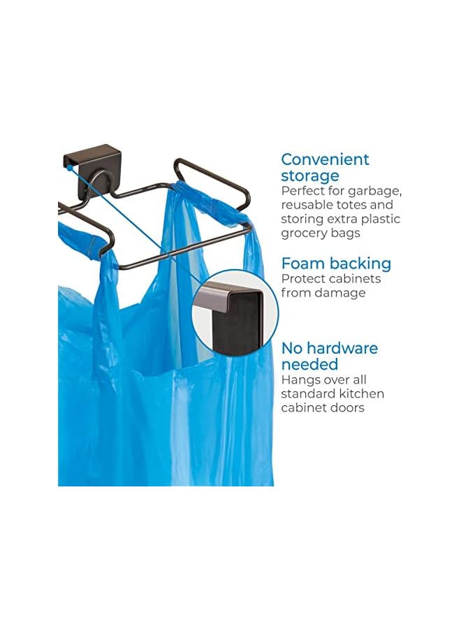 S-TOP Classico Over The Cabinet Plastic Bag Holder for Kitchen, Pantry, Bathroom and More, 5.5" x 6.5" x 2", Bronze - Image 2