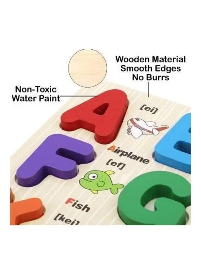 Wooden ABC Alphabet Learning Board Puzzle – Educational Jigsaw Toy for Toddlers and Kids, Early Learning & Letter Recognition Board - Image 3