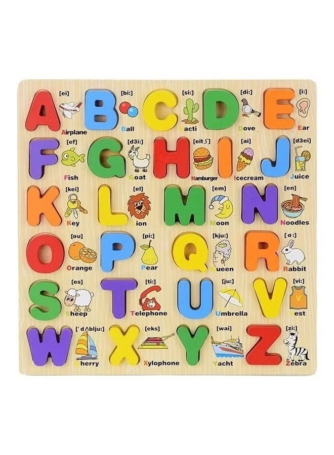 Wooden ABC Alphabet Learning Board Puzzle – Educational Jigsaw Toy for Toddlers and Kids, Early Learning & Letter Recognition Board - Image 1