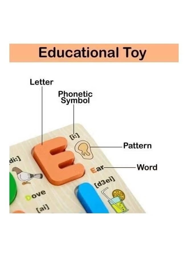 Wooden ABC Alphabet Learning Board Puzzle – Educational Jigsaw Toy for Toddlers and Kids, Early Learning & Letter Recognition Board - Image 2