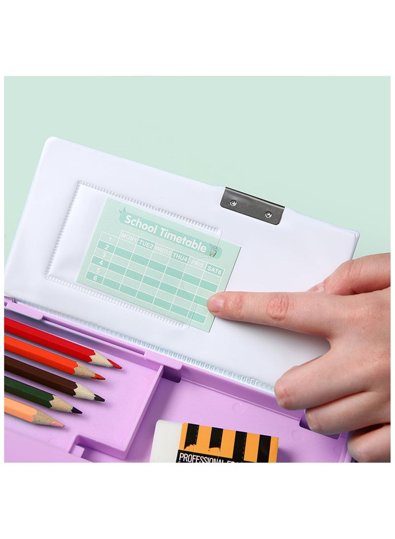 Creative Multifunctional Pencil Case With Button Cartoon Pattern Pen Box Suitable For Children'S Stationery Set Suitable For Girls And Boys With Compartments, Pencil Sharpener (Teddy Bear) Purple - Image 3