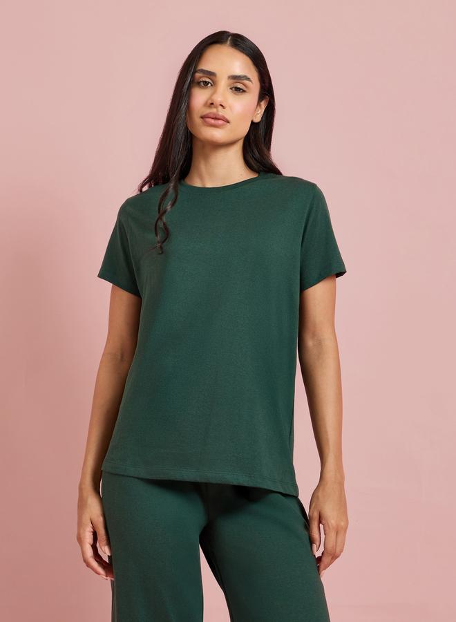 Styli Pack Of 3 - Solid Short Sleeve T-Shirt, Shorts And Pyjama Set - Image 3