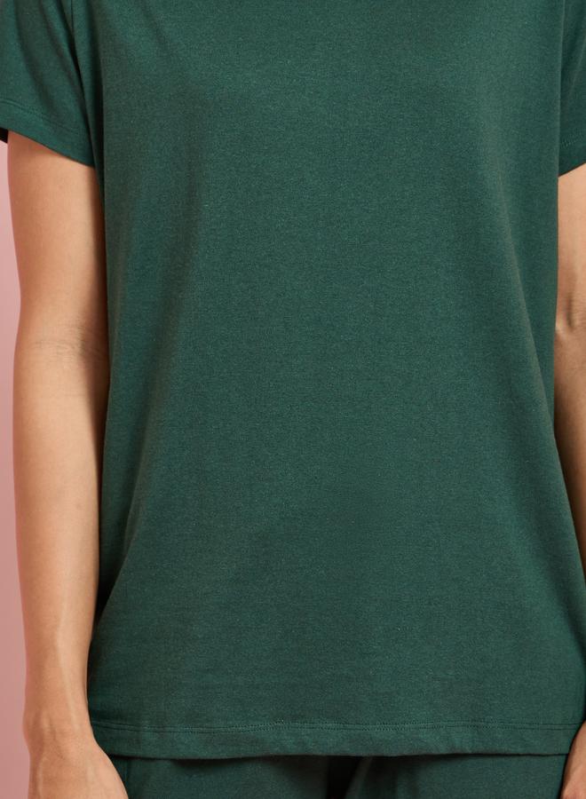 Styli Pack Of 3 - Solid Short Sleeve T-Shirt, Shorts And Pyjama Set - Image 5