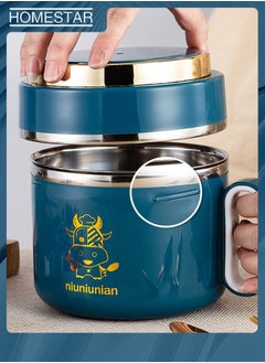 HOMESTAR Double Layer 1000ML Stainless Steel Fast Food Cup Instant Noodle Soup Bowl Portable Bento Box for Home School Dormitory Dining Room  - Image 1