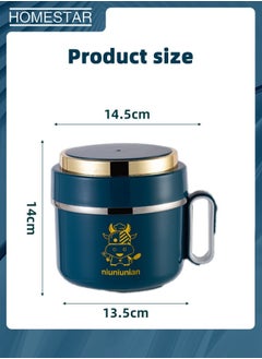 HOMESTAR Double Layer 1000ML Stainless Steel Fast Food Cup Instant Noodle Soup Bowl Portable Bento Box for Home School Dormitory Dining Room  - Image 4