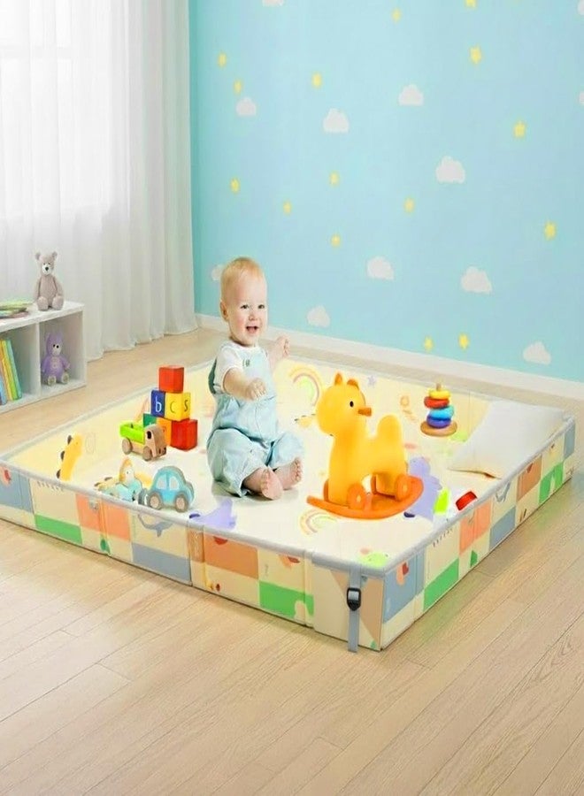 TARKAN Foldable Baby Play Mat with Raised Borders, Double-Sided Design, 140 x 180 cm x 7mm, Dinosaur and Penguin Pattern - Image 1