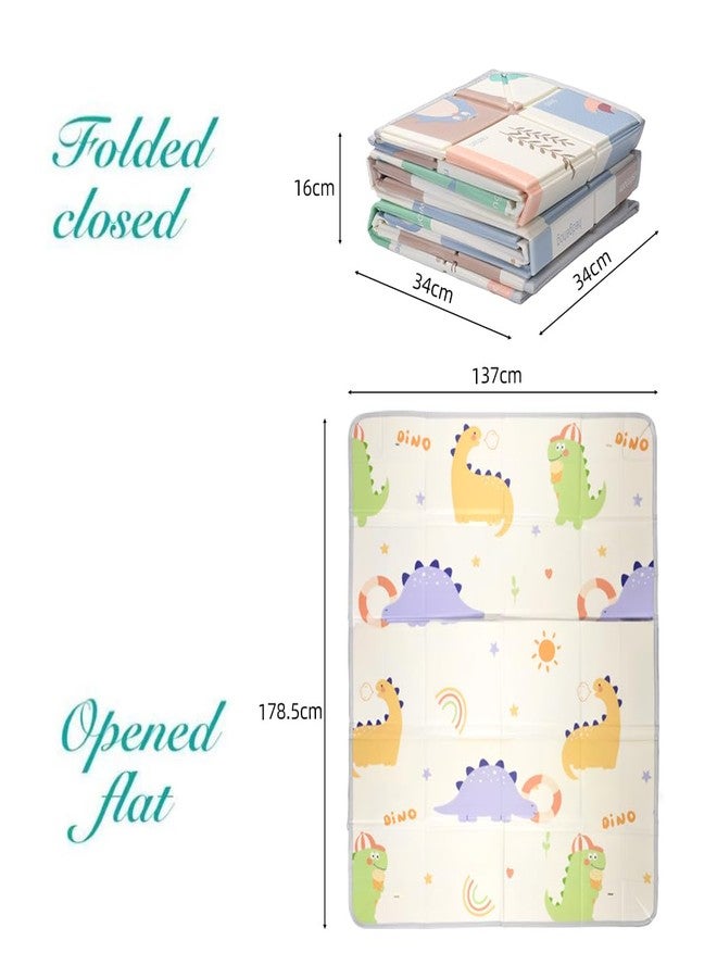 TARKAN Foldable Baby Play Mat with Raised Borders, Double-Sided Design, 140 x 180 cm x 7mm, Dinosaur and Penguin Pattern - Image 2