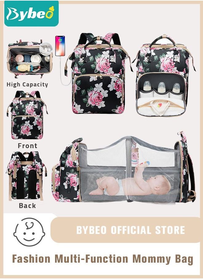 Bybeo Baby Diaper Bag Backpack, Multifunction Diapers Changing Station & Toy Bar for Outdoor and Travel, Its Perfect Infant Shower Gifts, Large Capacity, 900d Oxford, USB Port, 3 Toys  - Image 1