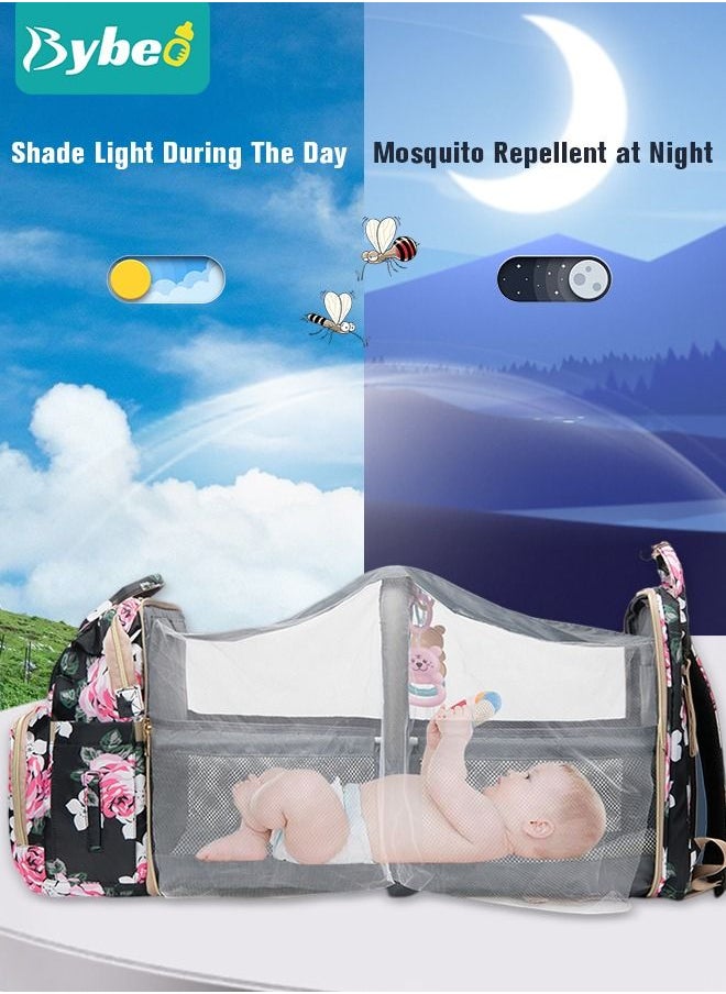 Bybeo Baby Diaper Bag Backpack, Multifunction Diapers Changing Station & Toy Bar for Outdoor and Travel, Its Perfect Infant Shower Gifts, Large Capacity, 900d Oxford, USB Port, 3 Toys  - Image 2