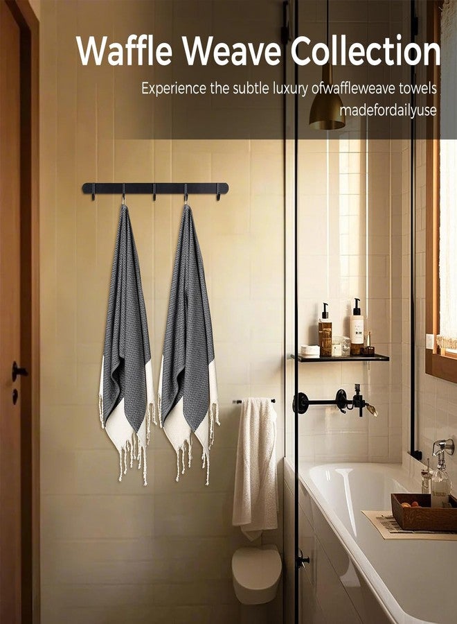 cabanana Cotton Turkish Hand Towels - Set of 2 | 16"x40"Hand Towels for Bathroom Boho Kitchen Tea Towels,Thin Decorative Bathroom Towel(New Black) - Image 5
