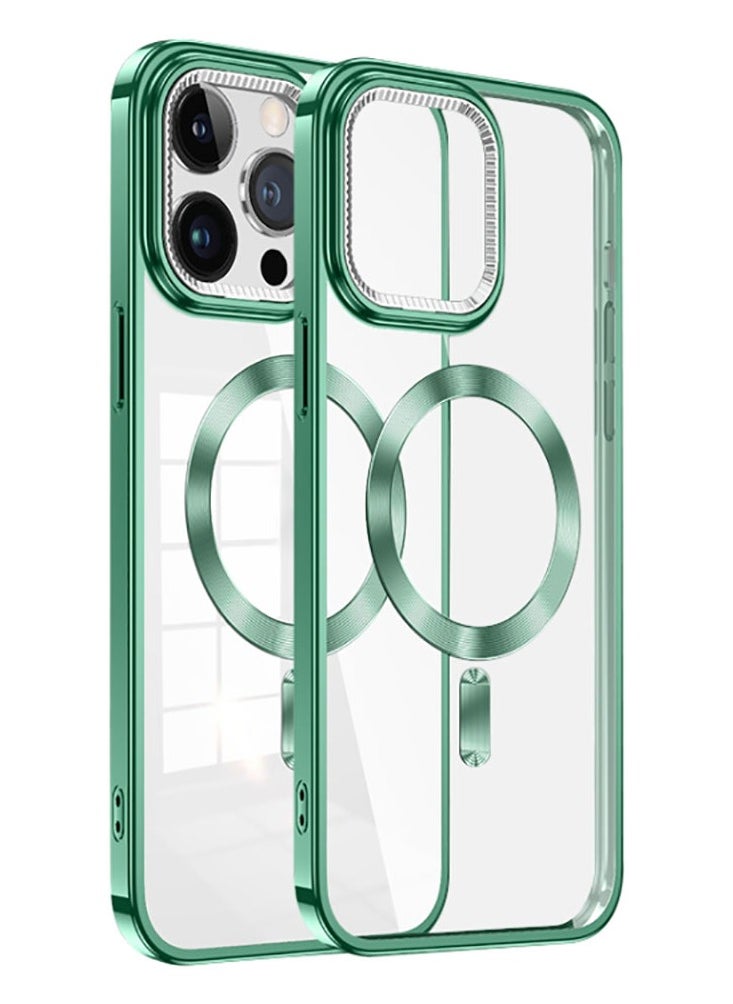 Color Fans - Slim Magnetic Clear Phone Case MagSafe Cover For iPhone 12 Pro Green 6.1 inch - Image 1