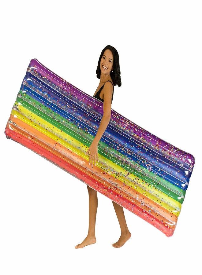 Poolcandy Deluxe Large Size Inflatable Rainbow Glitter Pool Raft - Your Ultimate Summer Pool raft & Inflatable Ride on for The Beach, The Pool or The Lake - Image 3