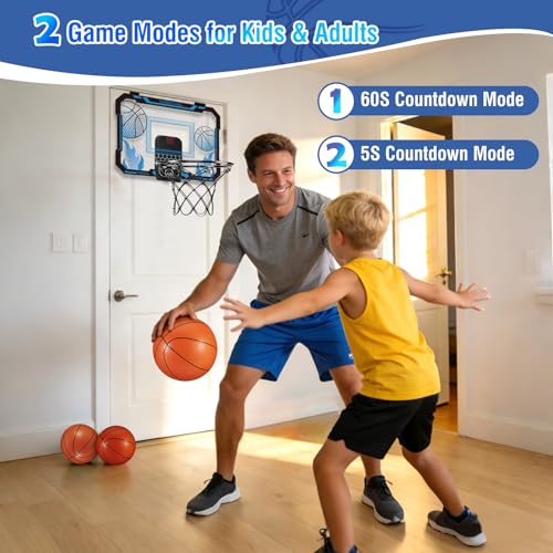 VROGTIK Indoor Basketball Hoop for Kids with Scoreboard Over the Door Basketball Hoop with 3 Balls Basketball Toys Gifts for 5 6 7 8 9 10 11 Years Old Boys Girls Mini Hoop for Bedroom and Birthday/Christmas - Image 4