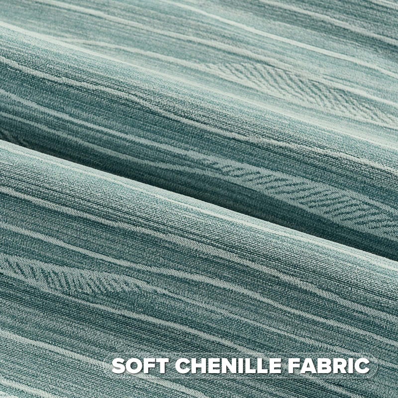 FUTEI Dyeing Teal Chenille Throw Pillow Covers 18x18 Inch Set of 2,Soft Line Textured Cushion Cases,Modern Home Decor for Couch Living Room - Image 2