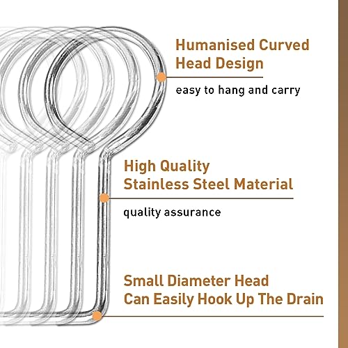 EUSTREER Drain Key Lifting Hooks - 5 Pack 304 Stainless Steel Drain Grate Puller Lift Out Key for Easy Shower Drain Cleaning, Silver - Image 3