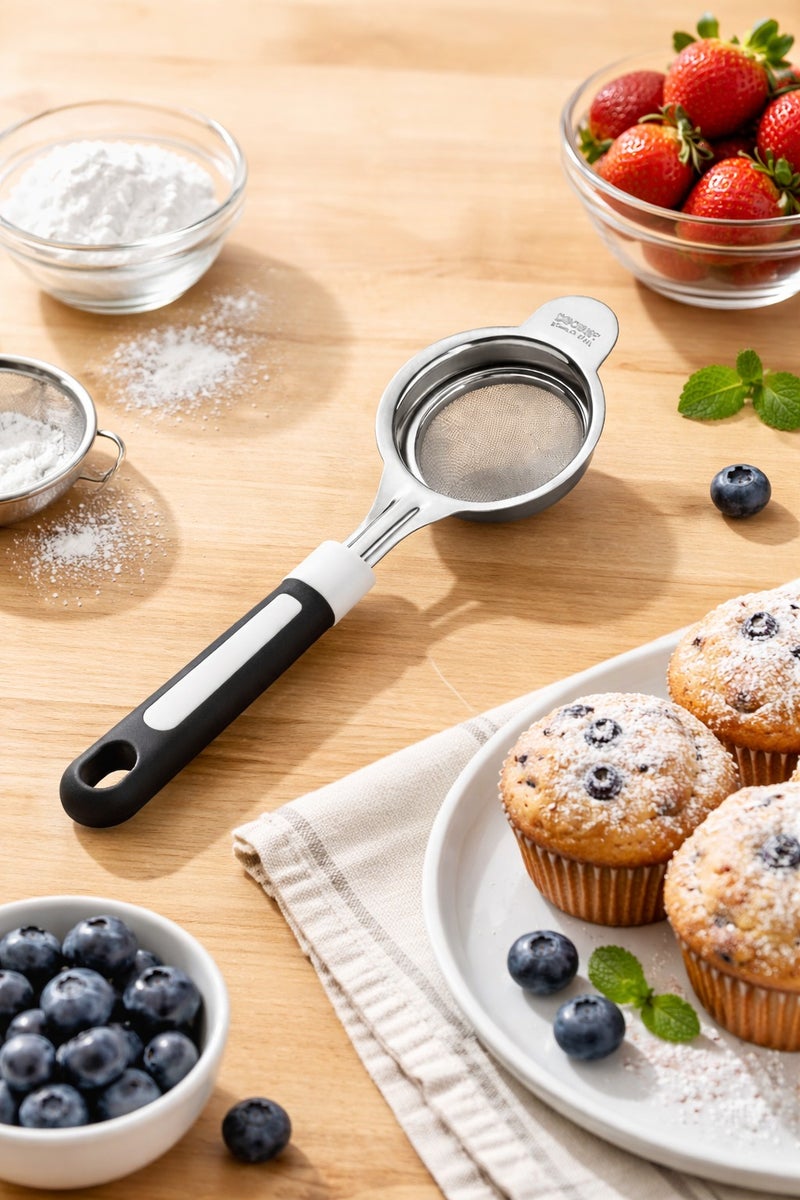 ديسينت ديسنت ستينلس ستيل تي ستراينر ويذ فاين ميش آند هيت ريزِستَنت هاندل | رييوزبل تي فلتر فور لوس تي، هيربس آند سبايسز - Image 4