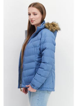 Trespass Women Hooded Plain Puffer Jacket, Blue  - Image 2