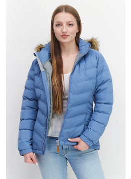 Trespass Women Hooded Plain Puffer Jacket, Blue  - Image 1