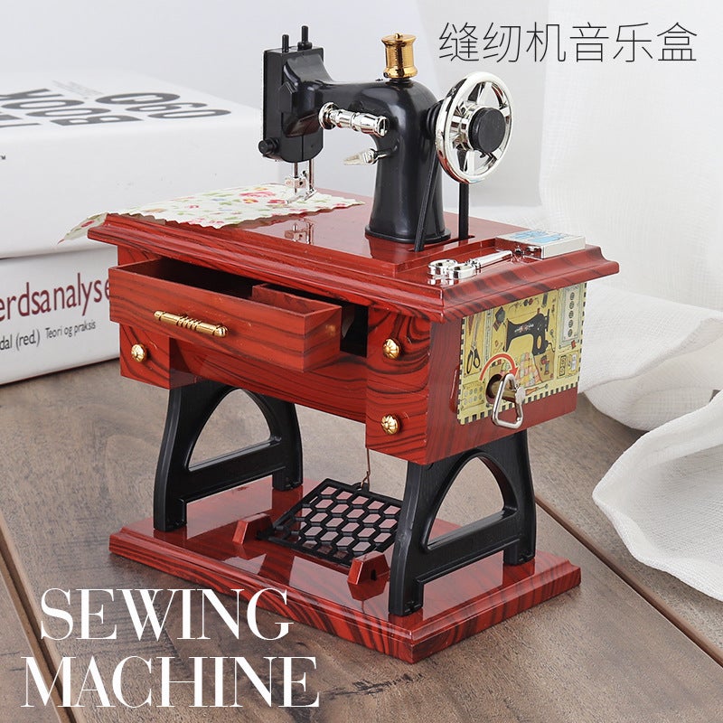 Yl1010 Small Sewing Machine Music Box Retro Nostalgic Style Artificial Music Box Gift - Image 3