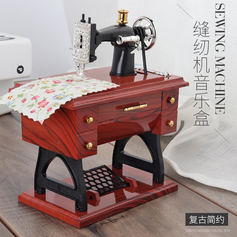 Yl1010 Small Sewing Machine Music Box Retro Nostalgic Style Artificial Music Box Gift - Image 2